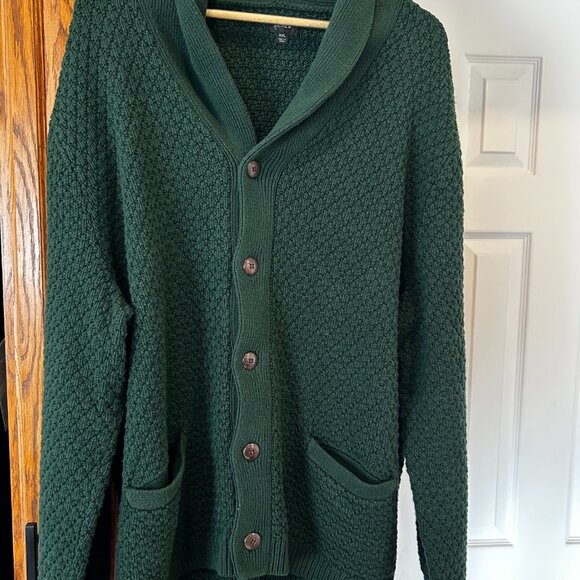 J. Crew Green Shawl Cardigan XXL (EUC) - Picture 2 of 6